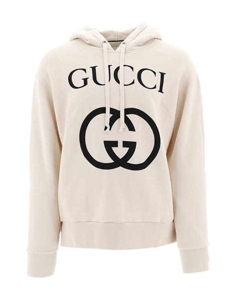 gucci emblem white hoodie|Gucci hoodie images.